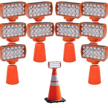 Imagem de Sinalizador Solar Viario Kit 10 Duas Cores Seguranca Noturna Obra Avenida Rodovia Alerta Estrada Transito