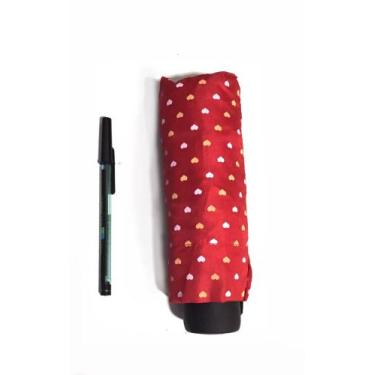Imagem de Guarda Chuva Mini Sombrinha Alumínio de Bolsa Corações - Vermelha - Co
