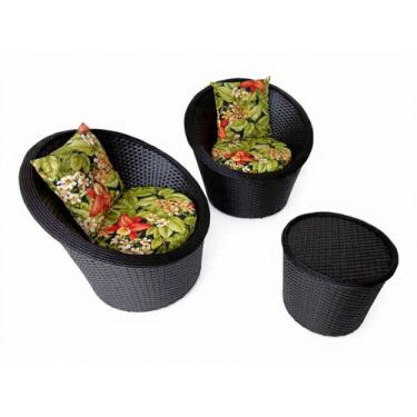 Imagem de Conjunto Mini Chaise 2 Poltronas 1 Mesinha Alumínio Fibra Tabaco Tecid