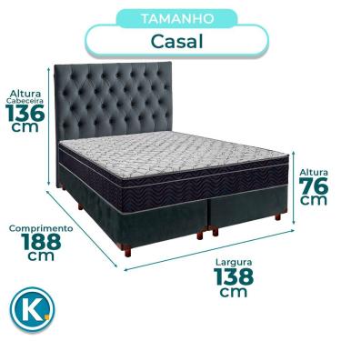 Imagem de Cama Box Cinza Com Colchão Casal Airtech 150 Ortobom E Cabeceira Luna