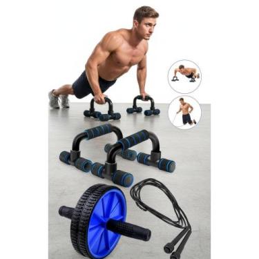 Imagem de Kit Fitness: Roda Abdominal, Barra Flexão e Corda Pular - Congratulati