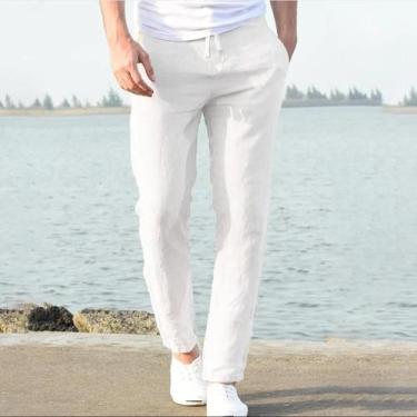 Imagem de Calças Jogger Masculinas De Algodão E Linho Respiráveis, Estilo Street