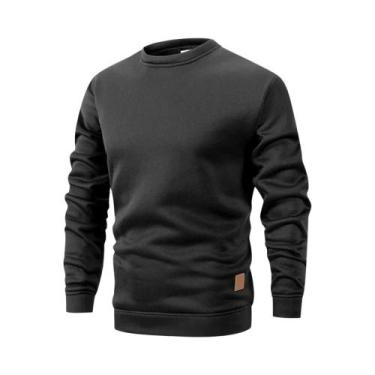 Imagem de Suéter Masculino De Malha Gola Redonda Manga Longa Cor Sólida Casual S