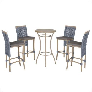 Imagem de Mesa Bistro E 4 Banquetas Roma Fendi Corda Náutica 11 Prata