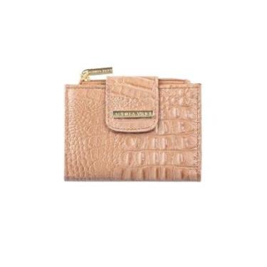 Imagem de Carteira feminina pequena de couro croco Linna-Feminino