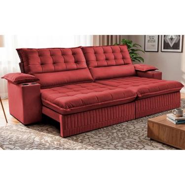 Imagem de Sofá Retrátil e Reclinável 2,60m Molas Ensacadas Dream. Velusoft Cama inBox