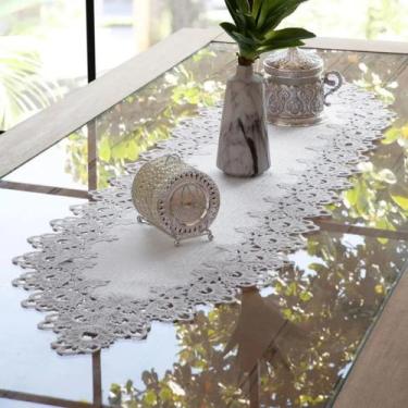 Imagem de Caminho de Mesa Veneza Jolitex Branco 40x150cm Poliéster Macio e Elega