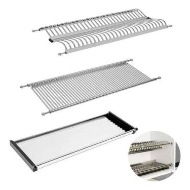 Imagem de Escorredor de Pratos/copos Inox C/ Bandeja 800 mm FGVTN, Cromado, UNIC