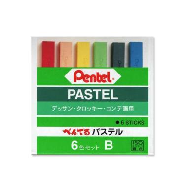 Imagem de Giz Pastel Seco 6 Cores Básicas Pentel GA-6BD
