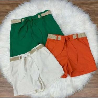 Imagem de Shorts Feminino Linho com Cinto - Charmmodell, Laranja, M