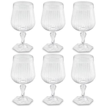 Imagem de Conjunto 6 Taças Para Água Vinho Suco 350ml Plástico UZ Axé Transparen