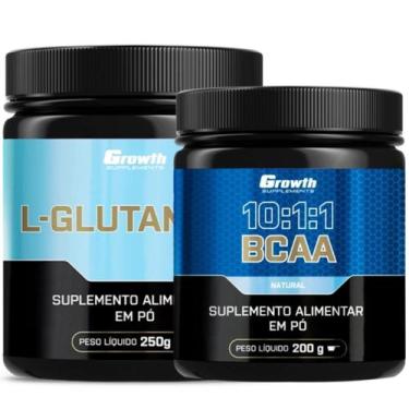 Imagem de Glutamina Pura 250g + Bcaa 10:1:1 200g em Pó Growth, Limão