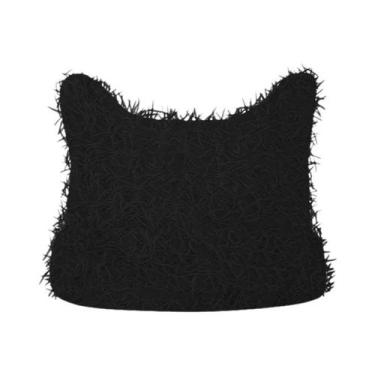 Imagem de Gorro Unissex De Inverno Estilo Hip Hop Com Orelhas De Gato Desgastada