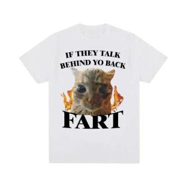 Imagem de Camiseta Casual Feminina De Manga Curta Com Estampa Engraçada De Gato 