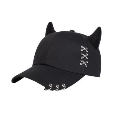 Imagem de Boné Unissex Ajustável Com Anel De Ferro E Chifre De Touro, Chapéu Cas