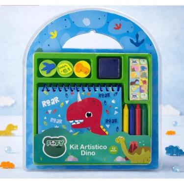 Imagem de Kit Artístico Dino FOFY com Lápis de Cor e Acessórios Infantil