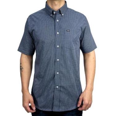 Imagem de Camisa Quadriculada Masculina Manga Curta Dawson, Azul, Marinho, XG