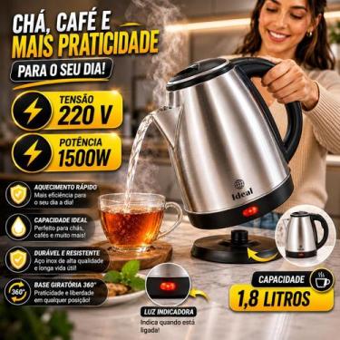 Imagem de Chaleira Elétrica Inox 1.8L 1500W 220V Desligamento Automático Tampa T