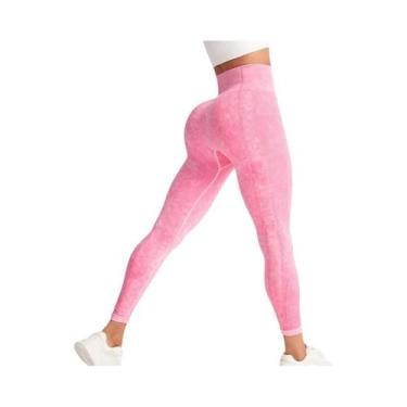 Imagem de Leggings De Yoga Femininas De Cintura Alta Sem Costura Em Nylon, Calça