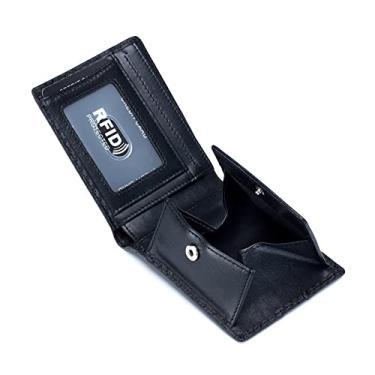Imagem de Carteiras masculinas, carteiras de fibra de carbono, carteiras com bloqueio de RFID, carteiras flip, carteiras dobráveis de couro ultrafino, azul