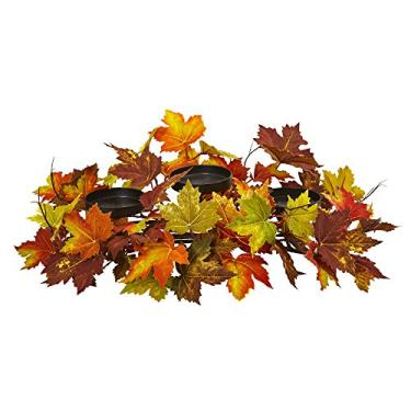 Imagem de Nearly Natural Candelabro artificial de folha de bordo, multicolorido/colorido