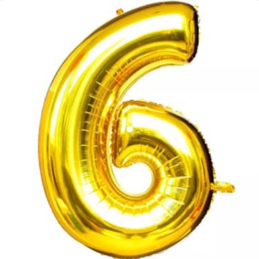 Imagem de Balão Número Grande Dourado Metalizado 40cm (CLIQUE e Escolha Seu Número) (6)