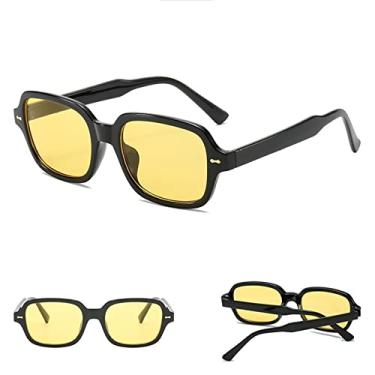 Imagem de Óculos de Sol Quadrado Unissex Moda Masculina Feminina Moda Pequena Armação Amarela Óculos de Sol Feminino Retro Rebite Óculos UV400,7, pc
