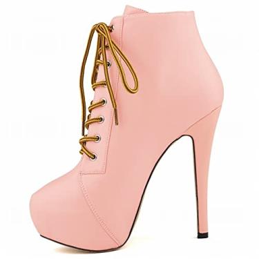Imagem de Botas femininas de salto alto, salto alto, sapatos de dança stilettos de 14 cm, botas de festa de 20 cm palco com salto stiletto, bege, 38 EU/7US