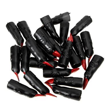 Imagem de ABOOFAN 24 Pcs Halloween Witch Fingers Bulk Cosplay Claws Halloween Finger Fingernails Black Witch