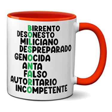 Imagem de Caneca Bolsonaro Acróstico Engraçada Birrento Desonesto (Vermelha)