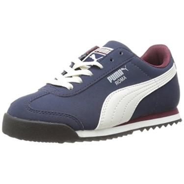 Imagem de PUMA Tênis Roma SL NBK Junior (criança pequena/criança grande), Pavão/Marshmallow/Zinfandel, 5 Big Kid