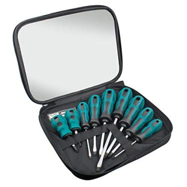 Imagem de BQKKWIN Conjunto de chaves de fenda magnéticas de 9 peças com cabo de almofada profissional 5 cabeças planas e 4 pontas Phillips para chave de fenda antiderrapante para reparo de artesanato em casa
