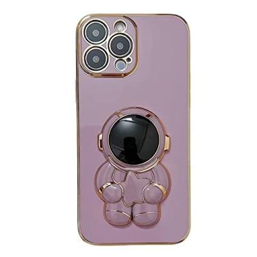 Imagem de Capa de astronauta branca para iPhone 14 Pro Max com suporte de desenho animado compatível com iPhone 13 11 12 Pro Max Mini XS X XR 7 8 Plus SE2 (roxo, iPhone13 Mini)