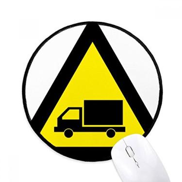 Imagem de Símbolo de aviso amarelo preto caminhão triângulo mouse pad desktop escritório tapete redondo para computador