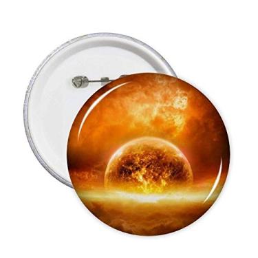 Imagem de Alfinetes de desenho de planeta vermelho dourado como chama chama chama e botão de distintivo, acessório de decoração 5 peças