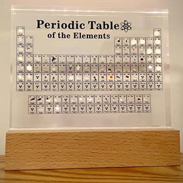 Imagem de Tabela periódica de elementos químicos com origens e usos misteriosos, com 83 amostras reais de elementos químicos, incrustada em materiais transparentes brilhantes para decoração de mesa, auxílios para professores, presentes de formatura para convidados/estudantes/amigos