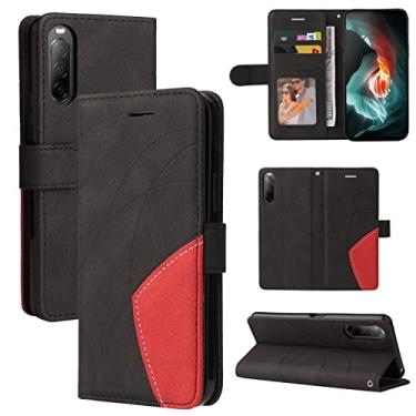 Imagem de Capa carteira para Sony Xperia 10 II, compartimentos para porta-cartões, fólio de couro PU de luxo anexada à prova de choque capa flip com fecho magnético com suporte para Sony Xperia 10 II (preto)