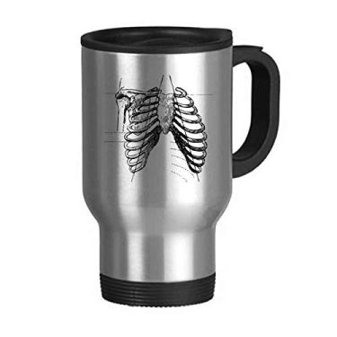 Imagem de Caneca de viagem com desenho de esqueleto humano canelado em aço inoxidável copo de carro copo térmico