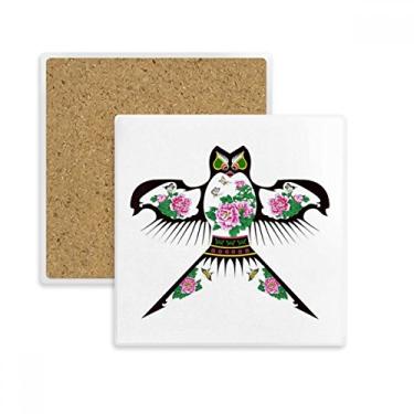 Imagem de Cultura chinesa tradicional padrão de pipa quadrado porta-copos tapete para caneca suporte subplaca pedra isolante