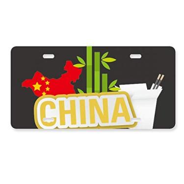 Imagem de DIYthinker China Mapa de bambu amarelo China Town placa de carro decoração de aço inoxidável acessório