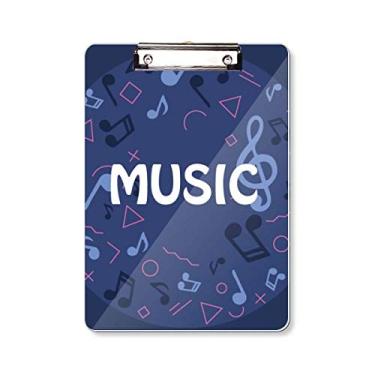 Imagem de Bloco de notas musicais em formato redondo azul escuro para pasta, bloco de notas A4