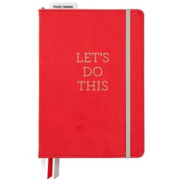 Imagem de C.R. Gibson Caderno de couro sintético vermelho "Let's Do This" com grade de pontos, 15,24 cm L x 21,5 cm C, 240 páginas
