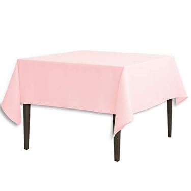 Imagem de LinenTablecloth Toalha de mesa quadrada de poliéster de 200 cm rosa