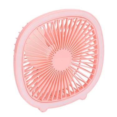 Imagem de Zerodis Mini ventilador, ventilador de mesa ajustável com acabamento fino e baixo ruído, longa vida útil da bateria com luz LED para atividades ao ar livre (rosa)