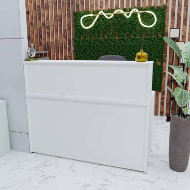 Imagem de Balcão Atendimento Recepção Consultório 120x60cm Branco