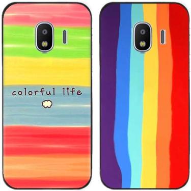 Imagem de 2 peças colorido vida arco-íris impresso TPU gel silicone capa de telefone traseira para Samsung Galaxy todas as séries (Galaxy J2 Pro 2018)