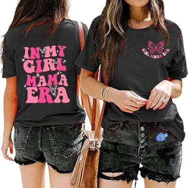 Imagem de Camiseta feminina Mama com estampa de letras coloridas em My Mama Era, estampa floral, borboleta, presente para mamãe, camiseta casual, Girl Mama Era, GG