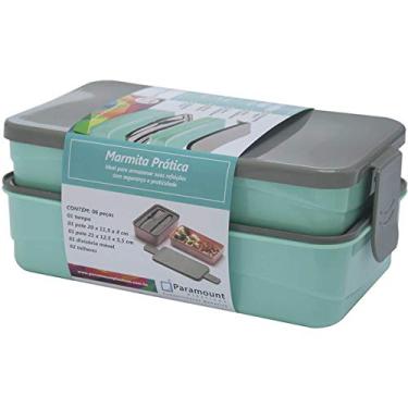 Imagem de Paramount Plstico Marmita Prtica 23X13X9 CM, Multicolorido, 23x13cm, Termica, G dois potes, tampa e talheres