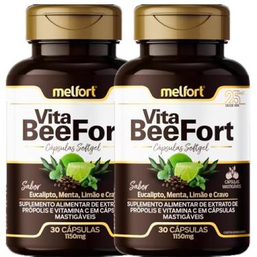 Imagem de Extrato de Própolis e Vitamina C 1150mg 60 Cápsulas Softgel Mastigavéis Sabor Menta