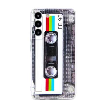 Imagem de FAteamll Capa para Galaxy S22+, à prova de arranhões com TPU macio bumper retrô fita cassete capa compatível com Samsung Galaxy S22 Plus